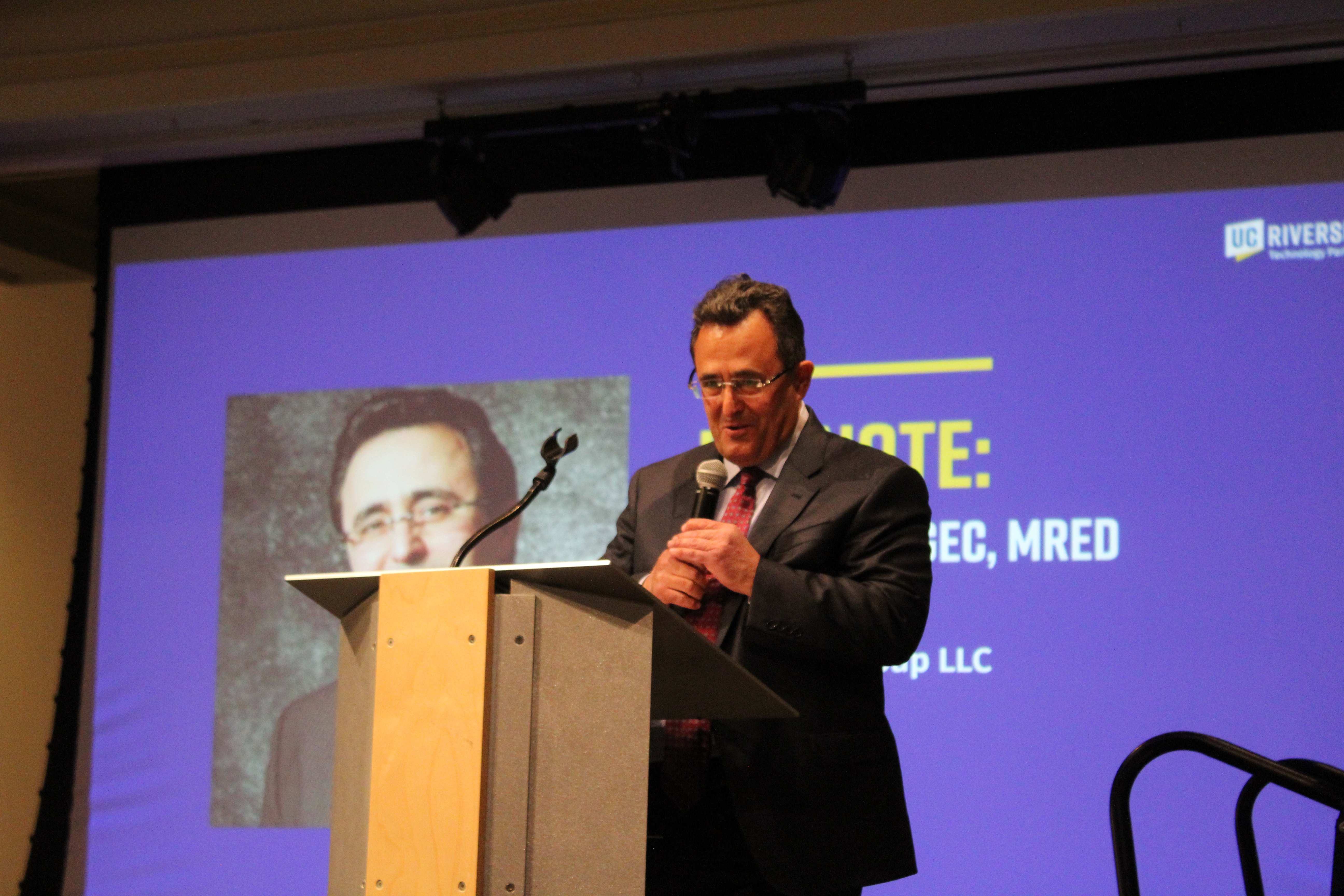 Keynote speaker Ali Sahabi at the 2025 SoCal OASIS Pitch Challenge Finals.