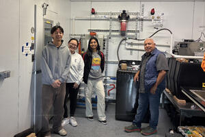 UCR engineering students worked alongside Laundry to Landscapes co-founder Miguel Cuellar to install the company's graywater filtration prototype, preparing the system for testing under real household laundry conditions.